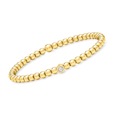 .15 Carat Lab-Grown Diamond and 4mm 18kt Gold Vermeil Stretch Bead Bracelet