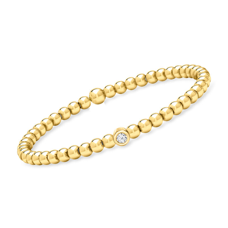 .15 Carat Lab-Grown Diamond and 4mm 18kt Gold Vermeil Stretch Bead Bracelet image number 0