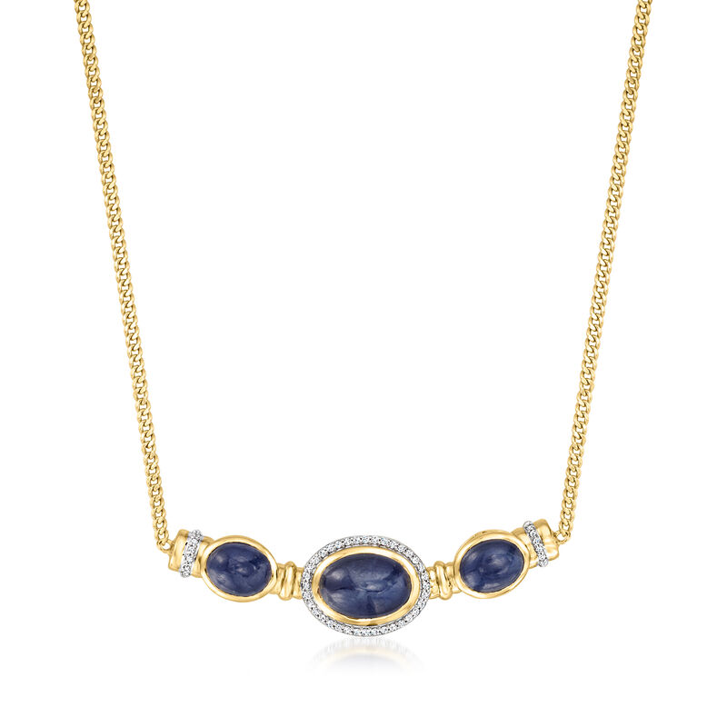 15.00 ct. t.w. Sapphire and .40 ct. t.w. White Zircon Necklace in 18kt Gold Over Sterling. 18&quot; image number 1