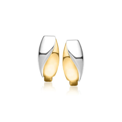 14kt Two-Tone Gold Curved Hoop Earrings