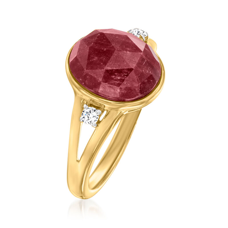 5.00 Carat Ruby Ring with Diamond Accents in 18kt Gold Over Sterling image number 2