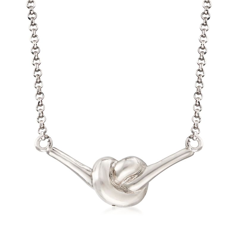 Italian Sterling Silver Knot Necklace. 18&quot; image number 1