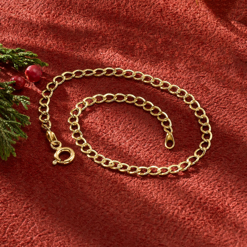 Italian 3mm 14kt Yellow Gold Curb-Link Bracelet. 7&quot; image number 1