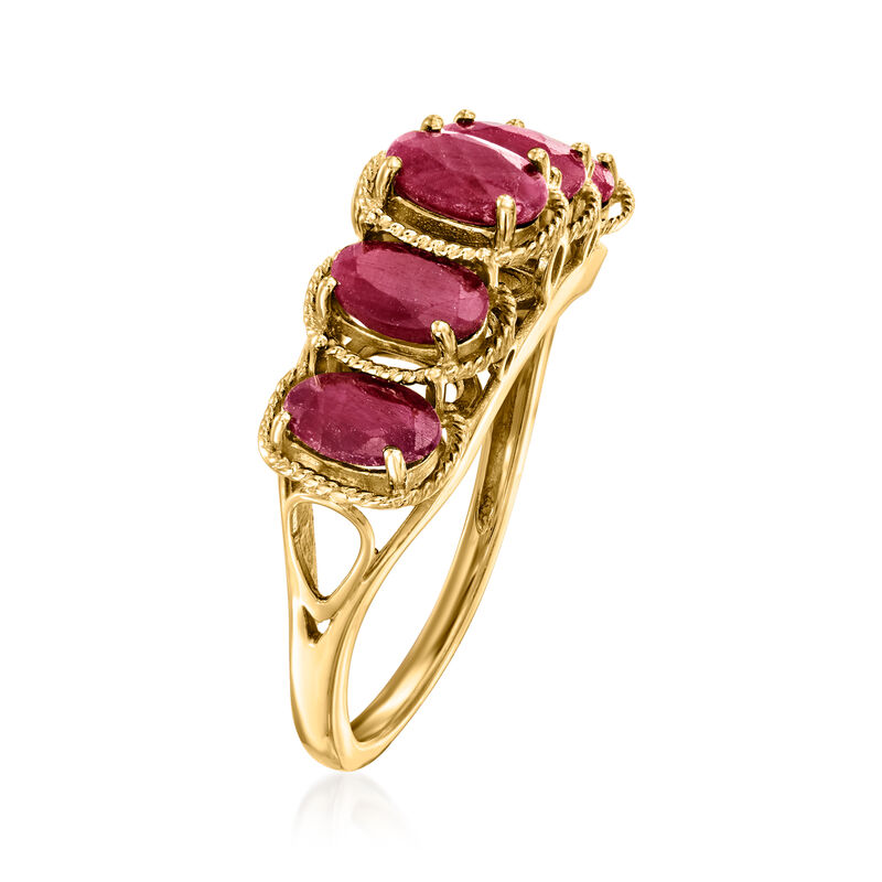 3.00 ct. t.w. Ruby Five-Stone Ring in 18kt Gold Over Sterling image number 2