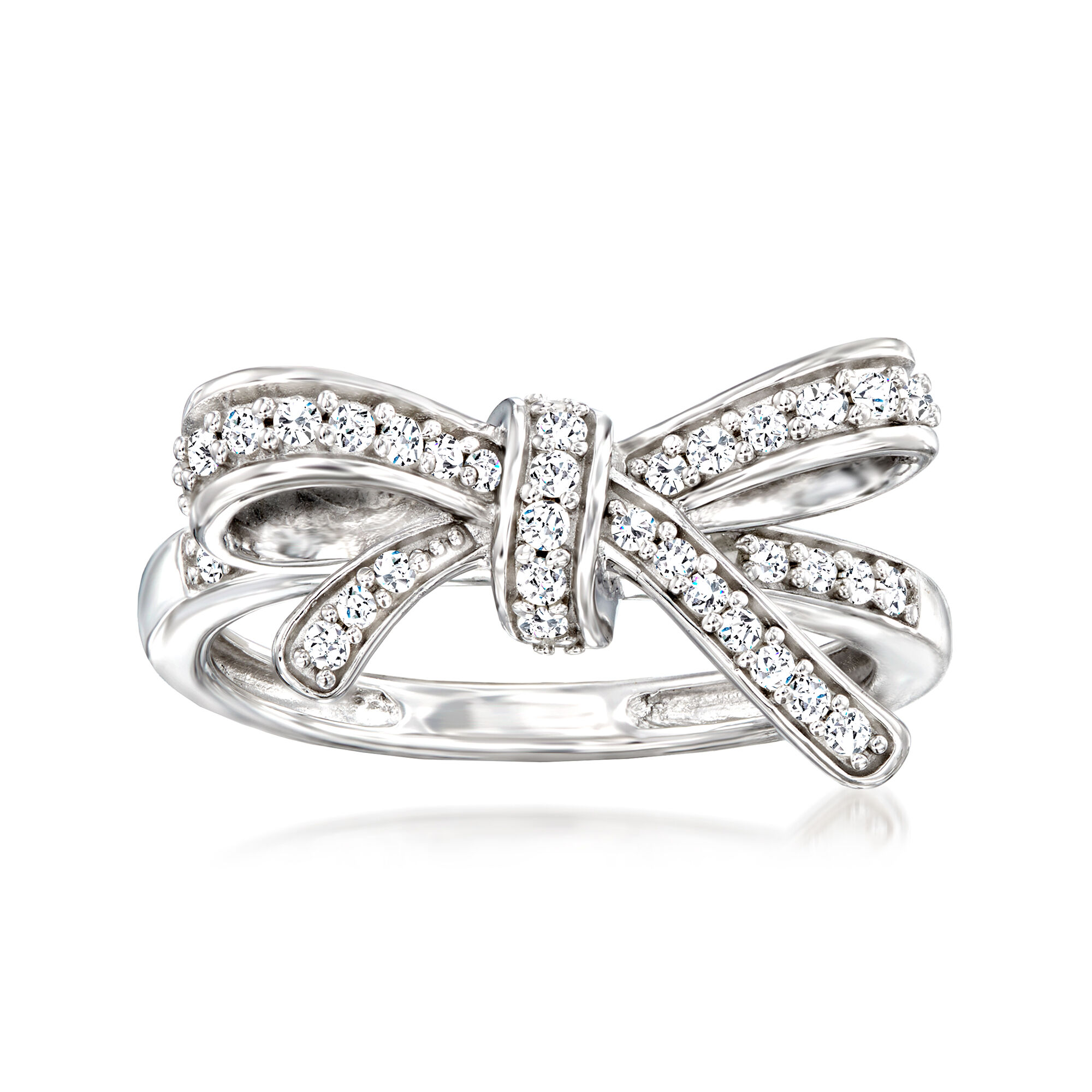 35 ct. t.w. Diamond Bow Ring in Sterling Silver