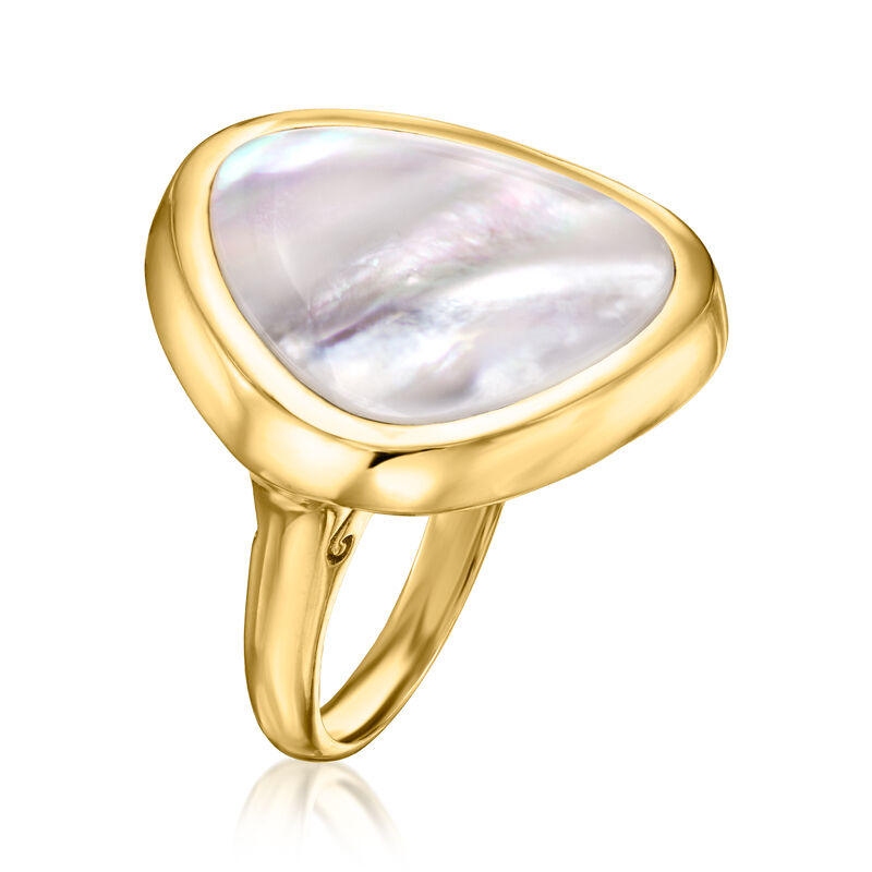 Triangular Mother-of-Pearl Ring in 18kt Gold Over Sterling image number 2