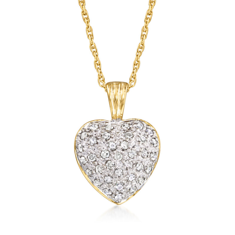 C. 1990 Vintage .40 ct. t.w. Diamond Heart Pendant Necklace in 14kt Yellow Gold. 18" image number 0
