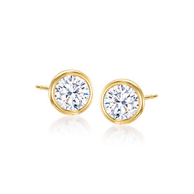 1.00 ct. t.w. Bezel-Set CZ Stud Earrings in 14kt Yellow Gold