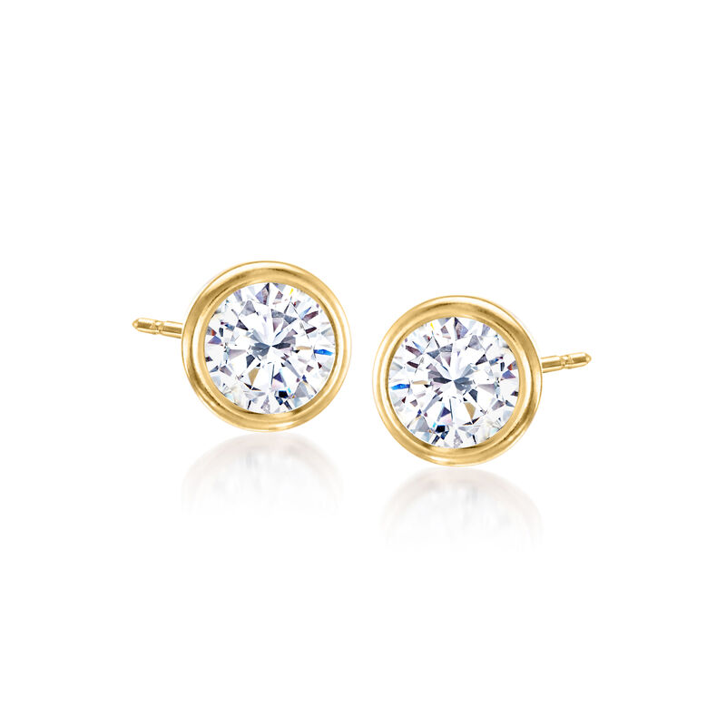 1.00 ct. t.w. Bezel-Set CZ Stud Earrings in 14kt Yellow Gold image number 0