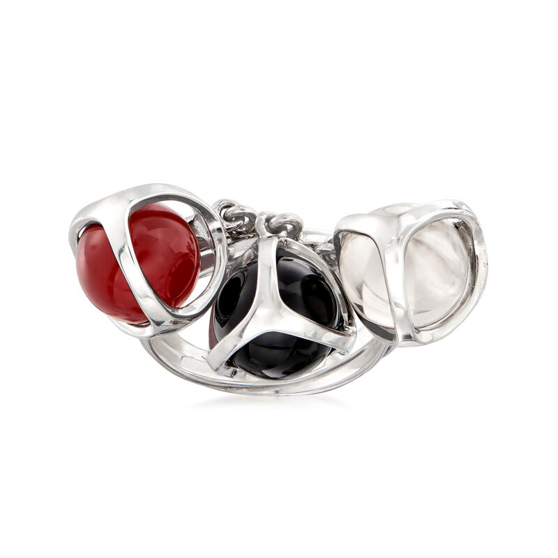 C. 1990 Vintage Di Modolo Multi-Gemstone Bead Ring in 18kt White Gold. Size 6.5 image number 0
