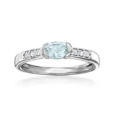 .30 Carat Aquamarine and .10 ct. t.w. White Zircon Ring in Sterling Silver