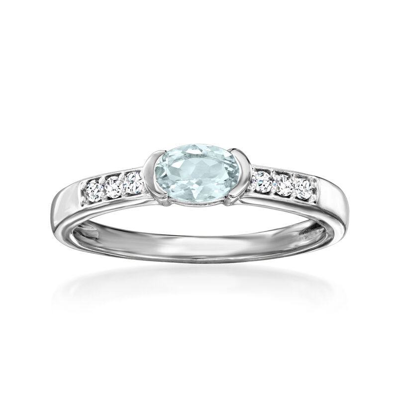 .30 Carat Aquamarine and .10 ct. t.w. White Zircon Ring in Sterling Silver image number 0