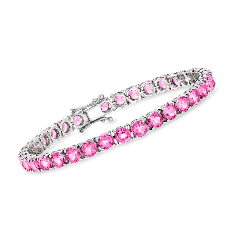 20.00 ct. t.w. Pink Topaz Tennis Bracelet in Sterling Silver image number 0