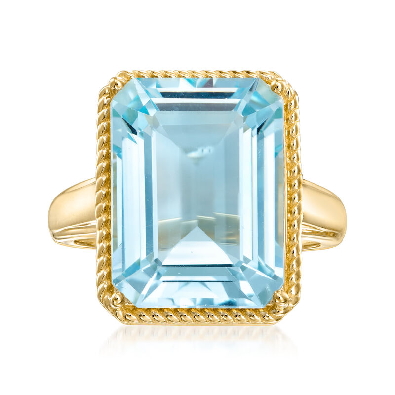 13.00 Carat Sky Blue Topaz Ring in 18kt Gold Over Sterling image number 0