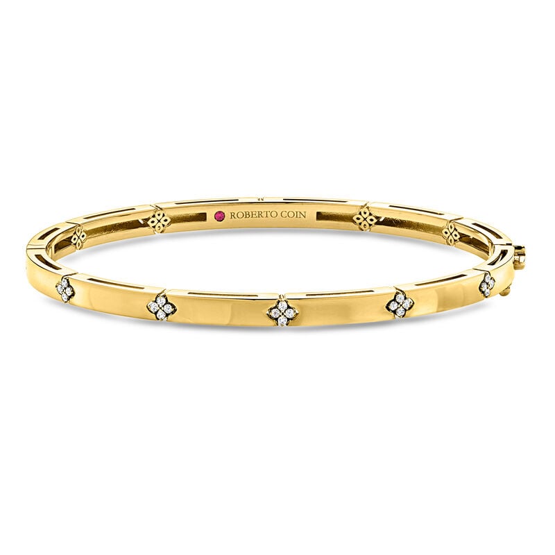 Roberto Coin "Love in Verona" .10 ct. t.w. Diamond Bangle Bracelet in 18kt Yellow Gold. 7" image number 0