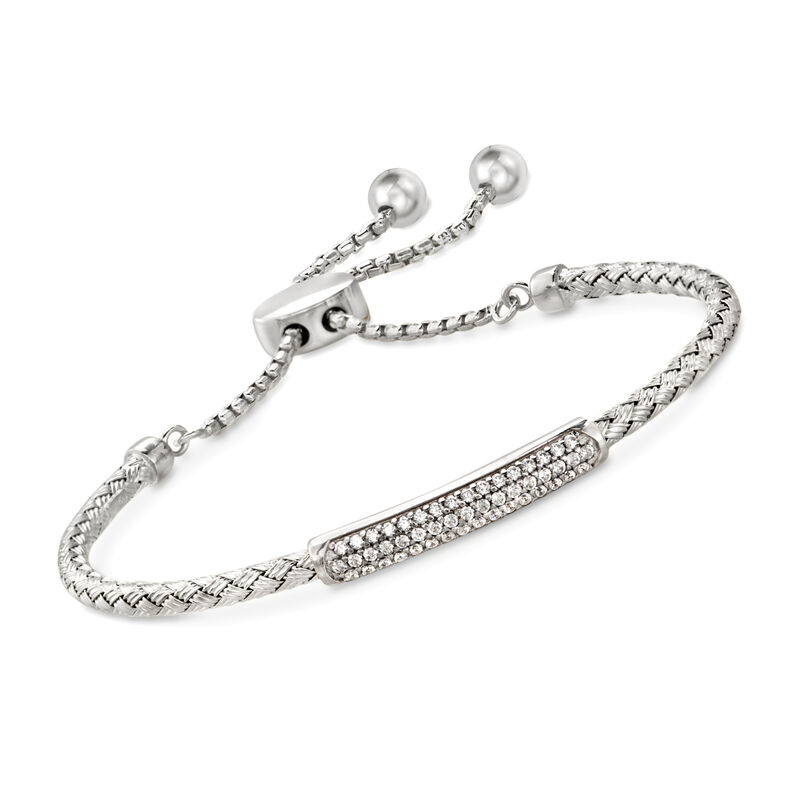 Charles Garnier &quot;Nardini&quot; .80 ct. t.w. CZ Bar Bolo Bracelet in Sterling Silver image number 0