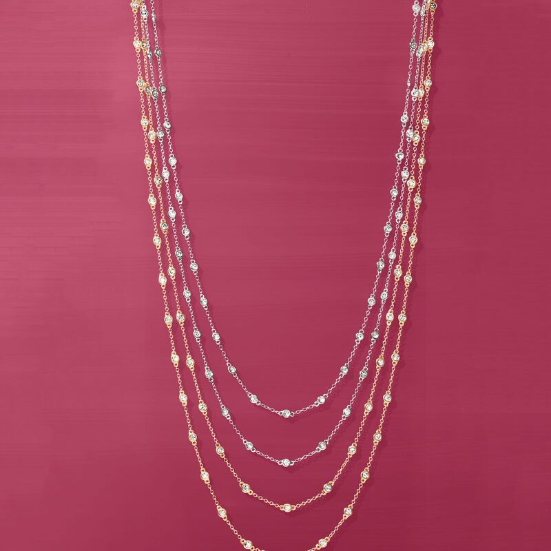 1.00 ct. t.w. Bezel-Set Diamond Station Necklace in 14kt Yellow Gold image number 6