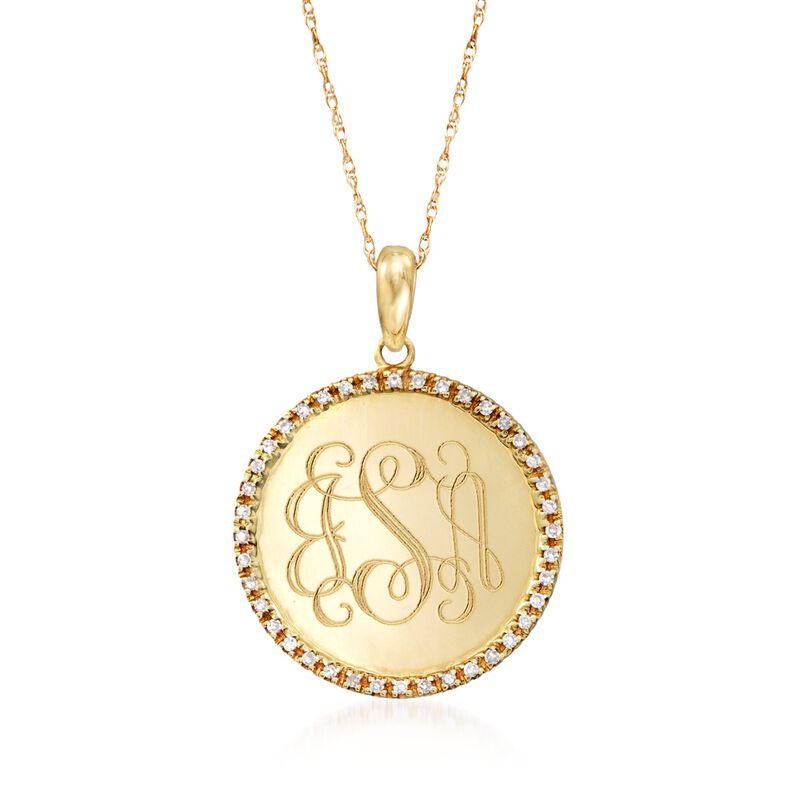 .12 ct. t.w. Diamond Engravable Disc Necklace in 14kt Yellow Gold image number 0
