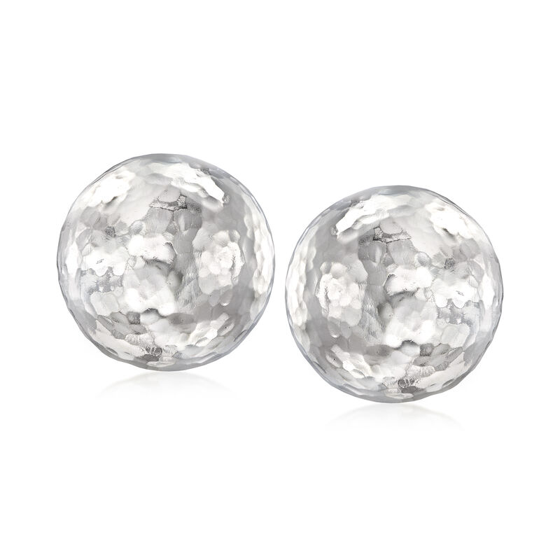 C. 2000 Vintage Tiffany Jewelry &quot;Paloma Picasso&quot; Sterling Silver Hammered and Polished Dome Earrings image number 0