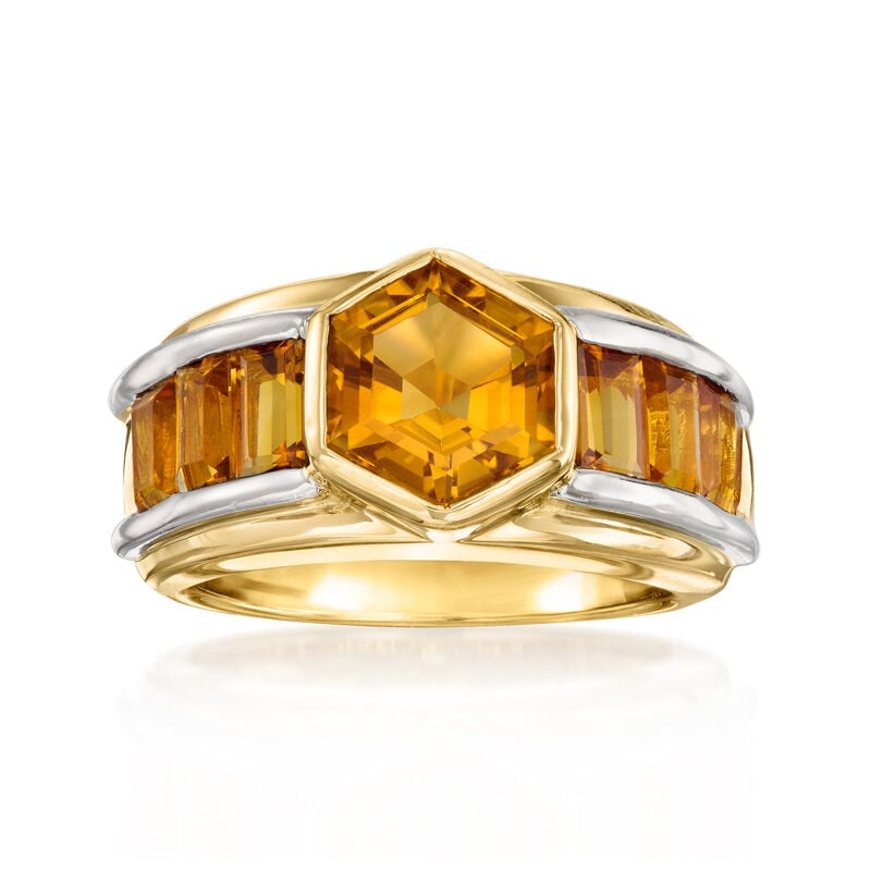 C. 1990 Vintage 3.42 ct. t.w. Citrine Ring in Platinum and 18kt Yellow Gold. Size 6.5 image number 0