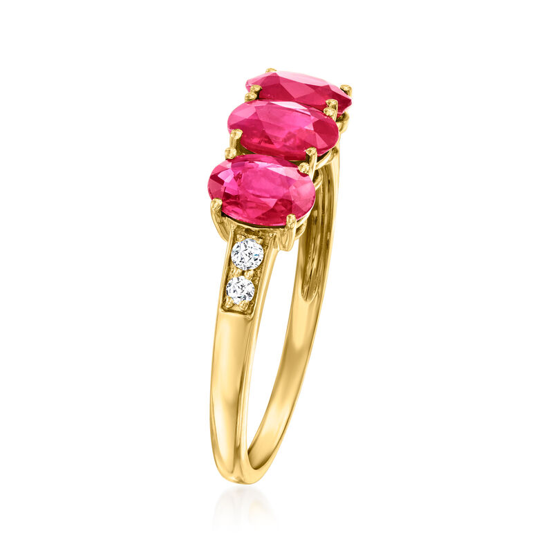 1.70 ct. t.w. Ruby Ring with Diamonds in 18kt Yellow Gold image number 2