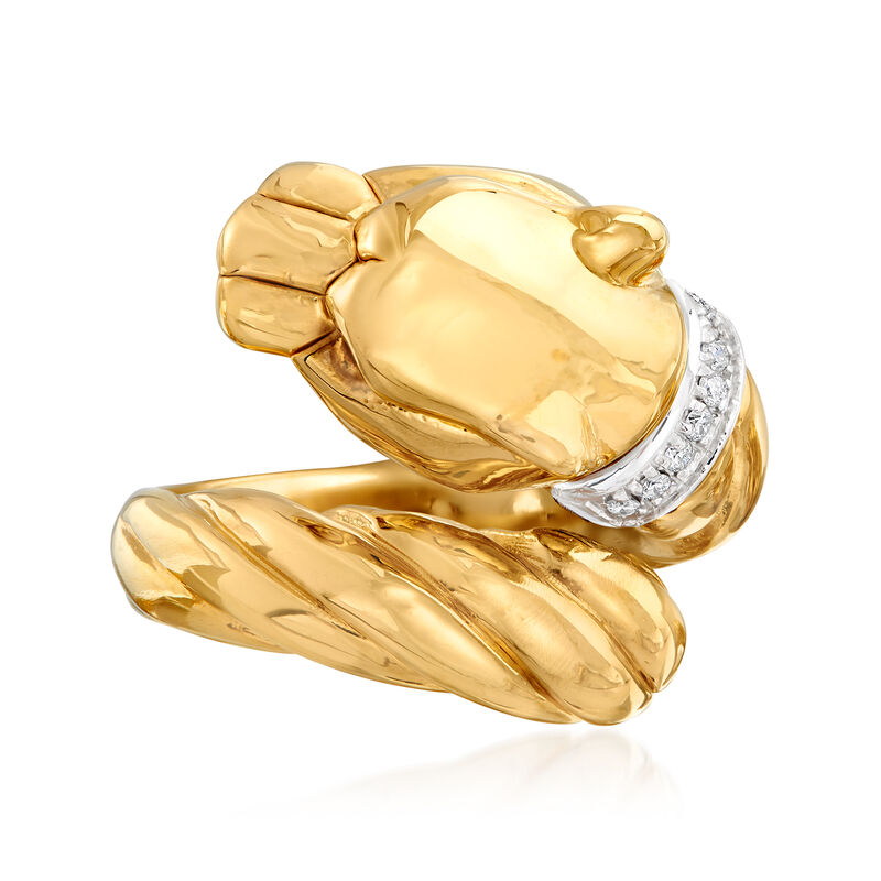 Phillip Gavriel &quot;Italian Cable&quot; 14kt Yellow Gold Panther Head Ring with Diamonds image number 0