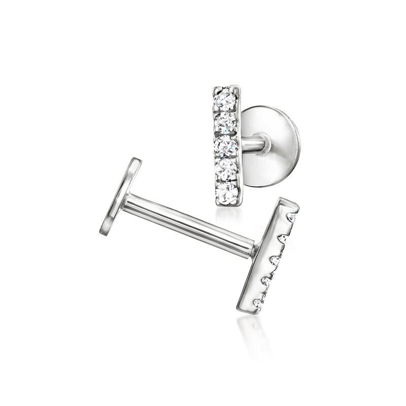 Diamond Bar Flat-Back Stud Earrings in Sterling Silver image number 2