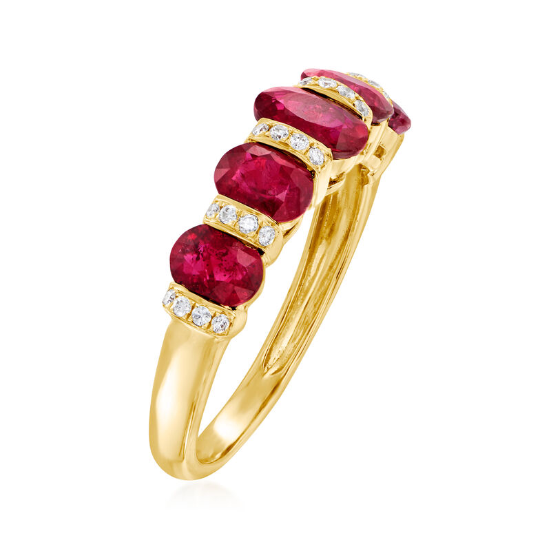 2.50 ct. t.w. Ruby and .12 ct. t.w. Diamond Ring in 14kt Yellow Gold image number 2