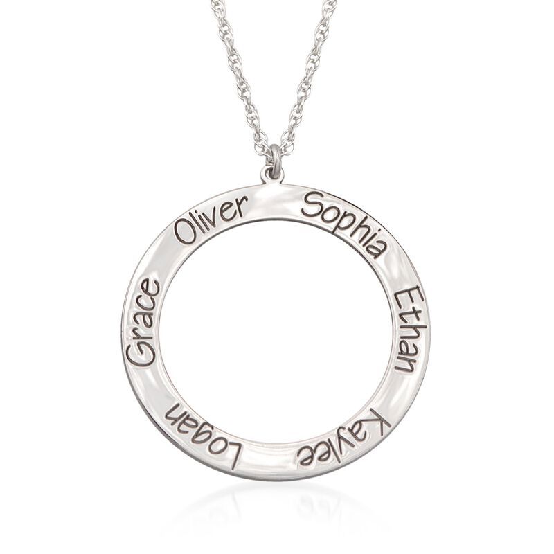 Sterling Silver Personalized Open Circle Pendant Necklace. 18&quot; image number 1