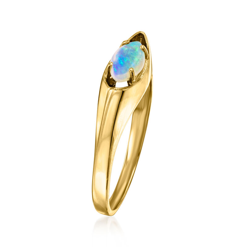 C. 1970 Vintage Marquise Opal Ring in 14kt Yellow Gold image number 2