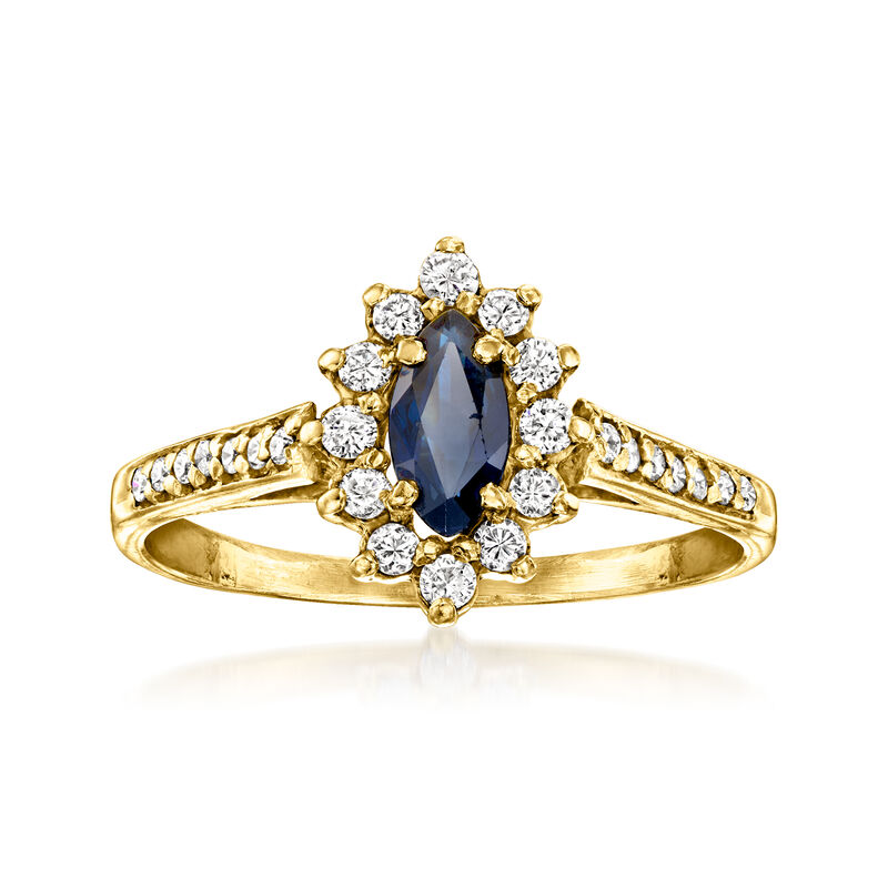 C. 1980 Vintage .65 Carat Sapphire and .50 ct. t.w. Diamond Ring in 18kt Yellow Gold. Size 7.75 image number 0