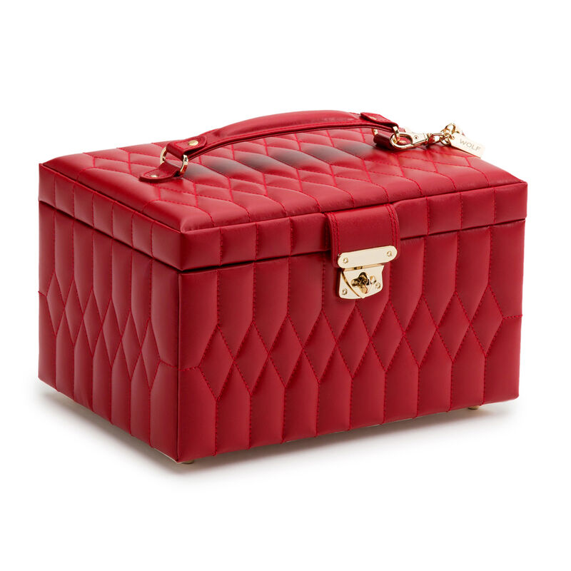 WOLF &quot;Caroline&quot; Red Leather Medium Jewelry Box. image number 1