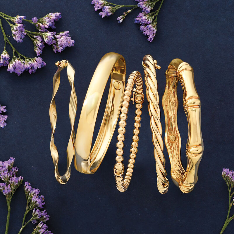 Italian 14kt Yellow Gold Ribbon Bangle Bracelet image number 2