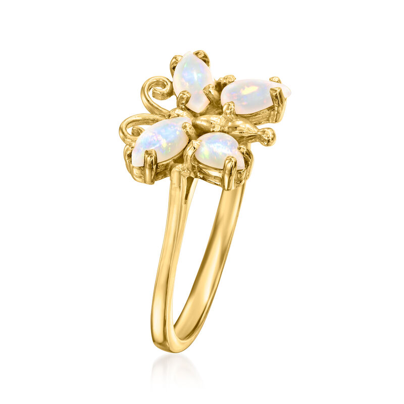 C. 1990 Vintage Opal Butterfly Ring in 14kt Yellow Gold. Size 5 image number 2
