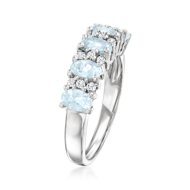 .90 ct. t.w. Aquamarine and .20 ct. t.w. White Topaz Ring in Sterling Silver image number 2