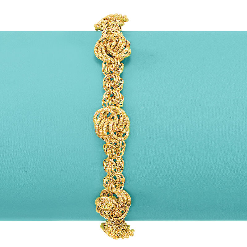 Italian 18kt Yellow Gold Rosette Link Bracelet. 8&quot; image number 2