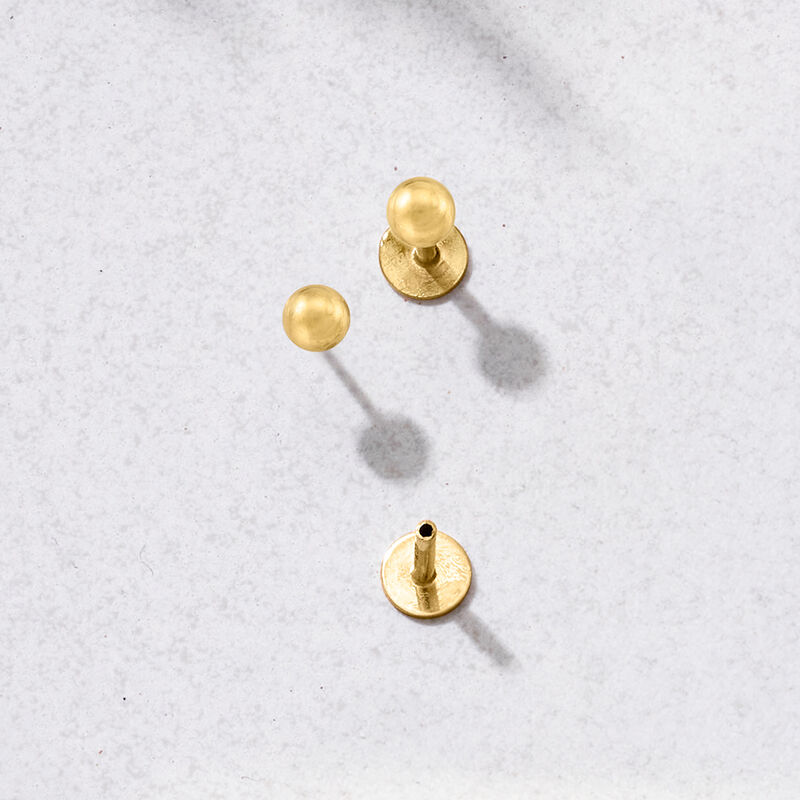 3mm 14kt Yellow Gold Ball Flat-Back Stud Earrings  image number 3