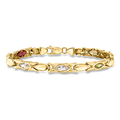 C. 1980 Vintage 4.40 ct. t.w. Multi-Gemstone Link Bracelet in 14kt Yellow Gold