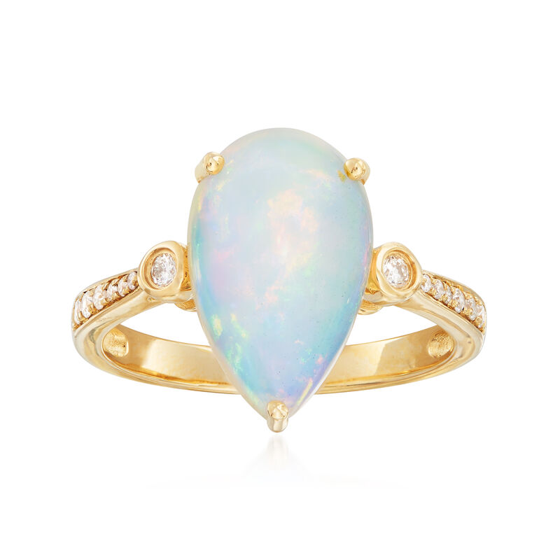 Opal and .14 ct. t.w. Diamond Ring in 14kt Yellow Gold image number 0