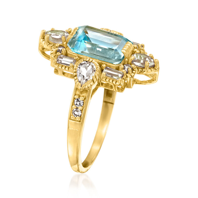 2.80 Carat Sky Blue Topaz Ring with .90 ct. t.w. White Topaz in 18kt Gold Over Sterling image number 1