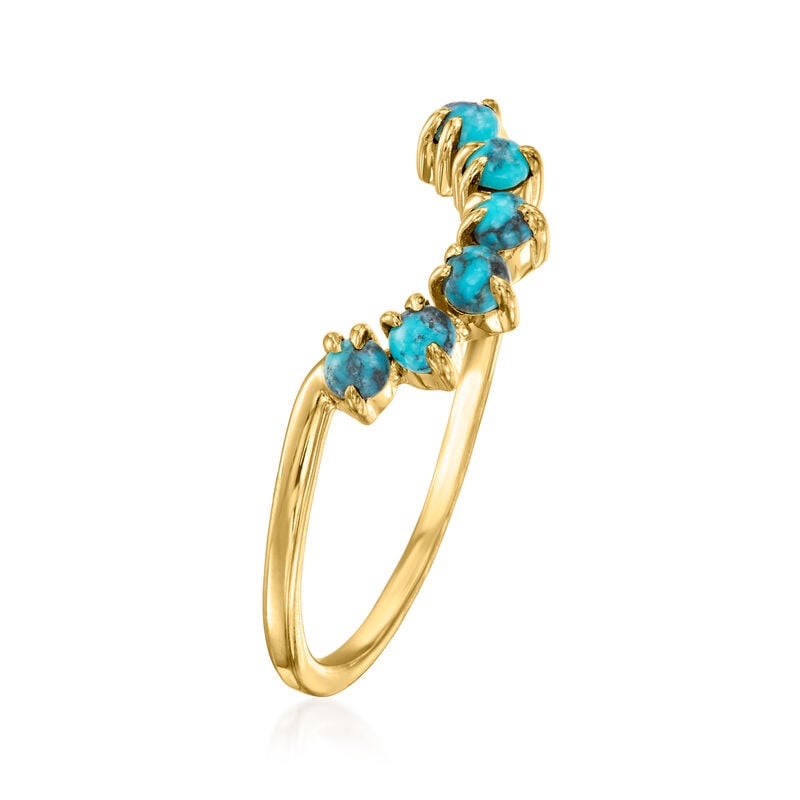 C. 1990 Vintage Blue Howlite Curved Ring in 14kt Yellow Gold. Size 8 image number 2