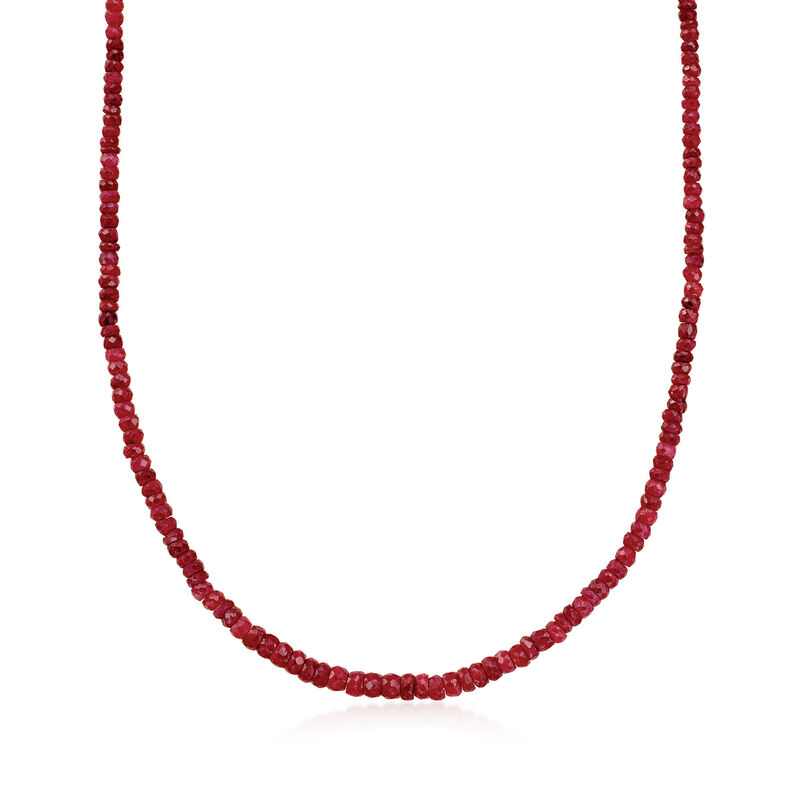 90.00 ct. t.w. Ruby Bead Necklace with Sterling Silver image number 0