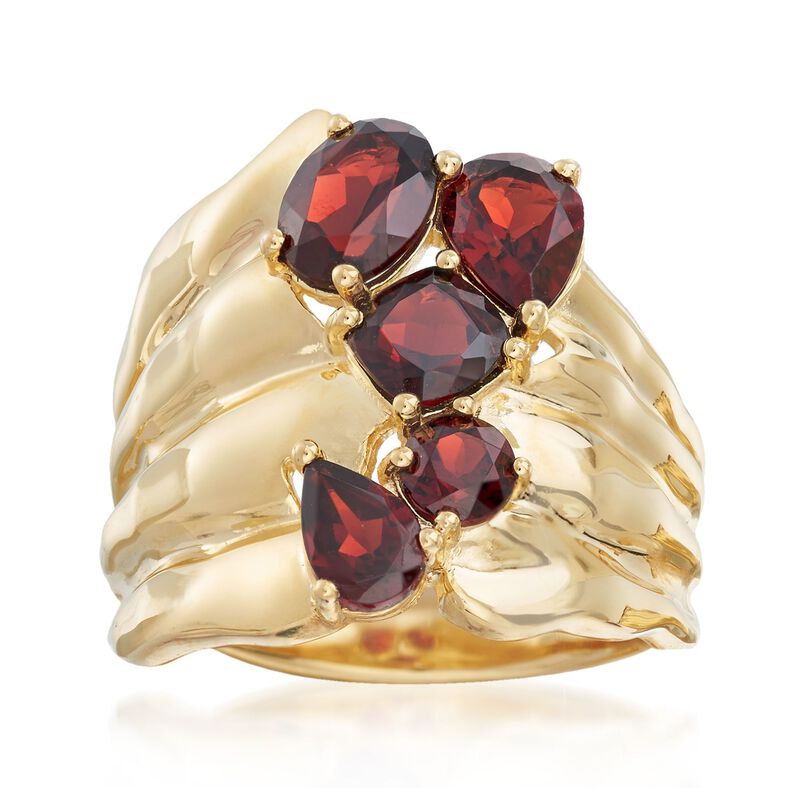 2.80 ct. t.w. Garnet Stacked Cluster Ring in 18kt Gold Over Sterling image number 0