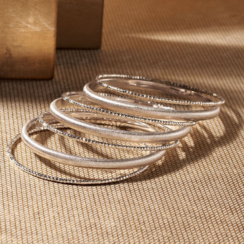 Italian Sterling Silver Jewelry Set: Seven Bangle Bracelets image number 3
