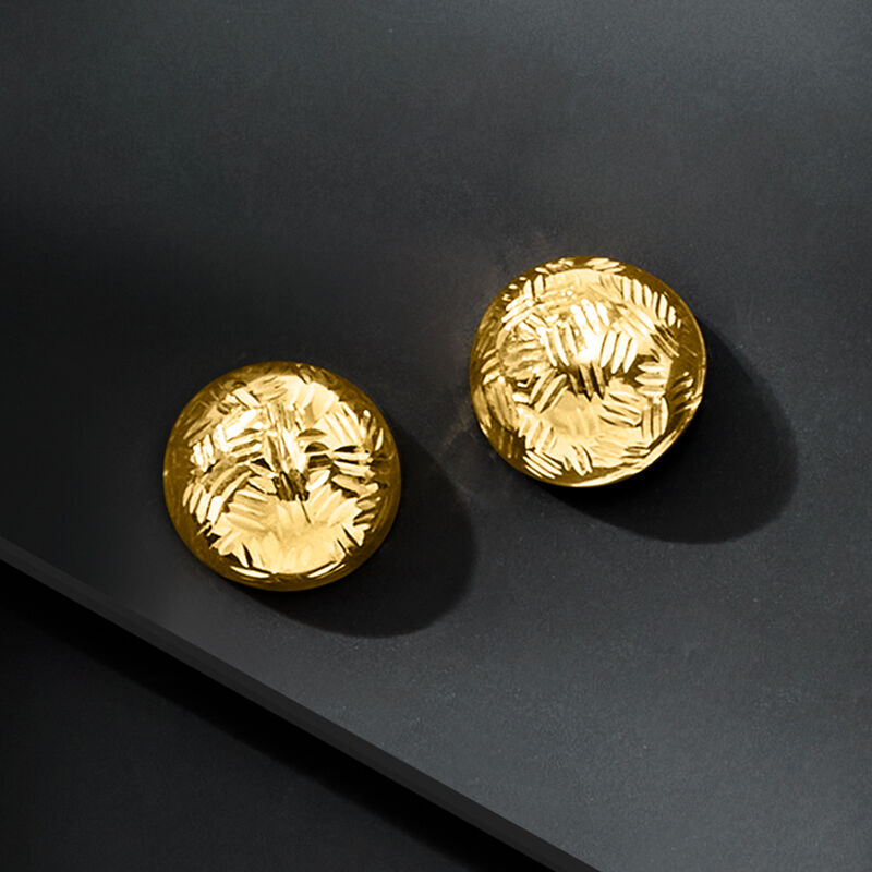 Italian 10kt Yellow Gold Textured Dome Stud Earrings  image number 3