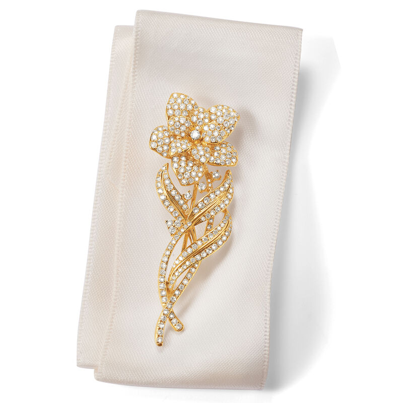 2.80 ct. t.w. Diamond Flower Pin Pendant in 18kt Yellow Gold image number 3