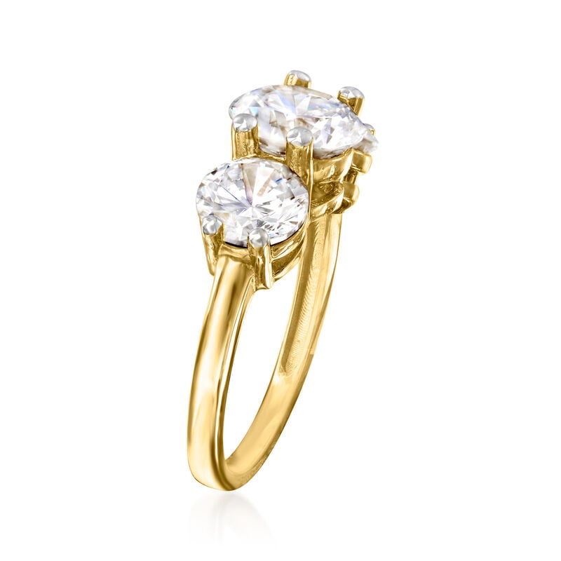 4.00 ct. t.w. CZ Three-Stone Ring in 14kt Yellow Gold image number 2