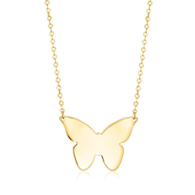 Italian 14kt Yellow Gold Butterfly Necklace. 18&quot; image number 1
