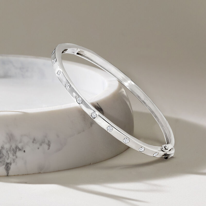 .50 ct. t.w. Diamond Bangle Bracelet in Sterling Silver. 7&quot; image number 1