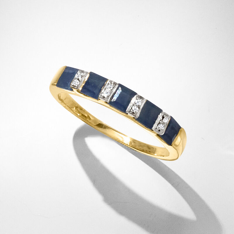 1.30 ct. t.w. Sapphire Ring with Diamonds in 18kt Gold Over Sterling image number 3